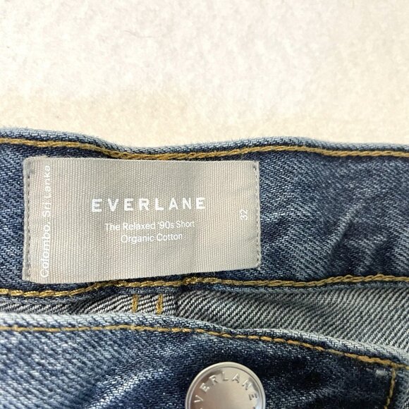 Everlane Relaxed 90s Cut Off Jean Shorts Distressed Organic Cotton size 32 - Picture 5 of 6
